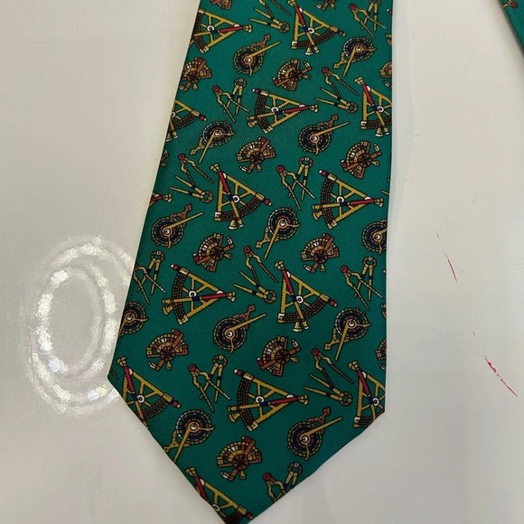 ! Salvatore Ferragamo Silk Tie green Italy Ready to Wear - Picture 2 of 5